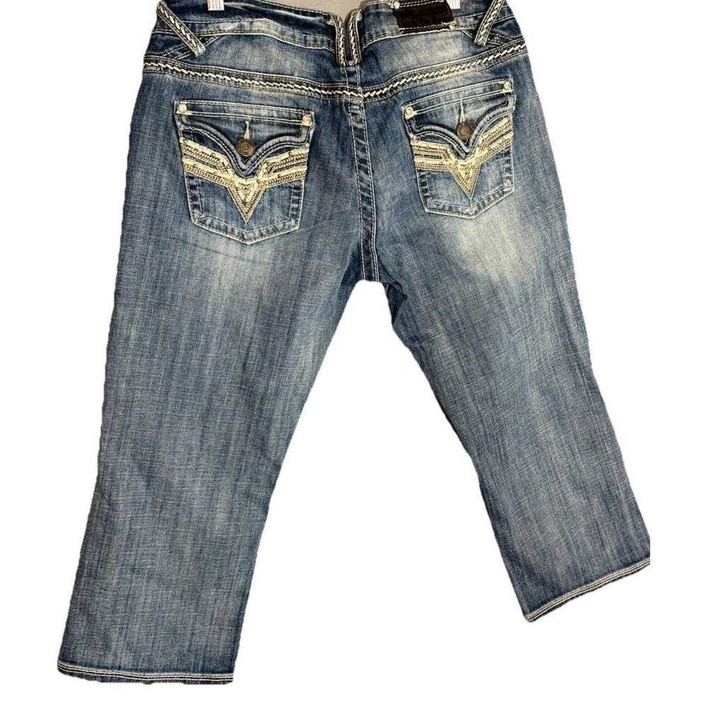 Vigos Jeans,Women's, Size 11,New York Capri, Medium Wash  Rhinestone Embellished